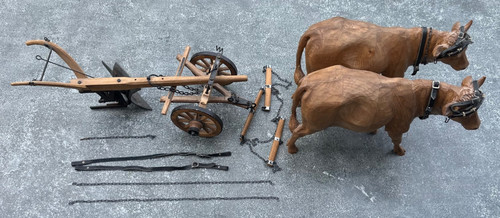 Alter holz figur - alter, ochsenpflug