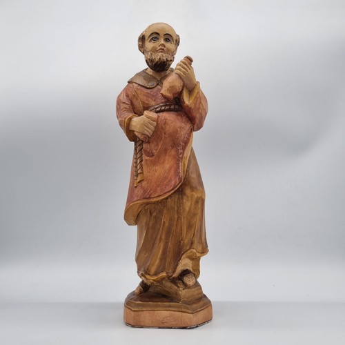 Vintage holzfigur mönch mit - holzfigur,
