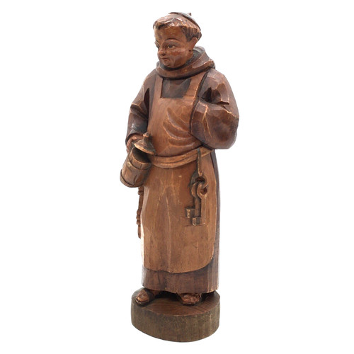 Alte holzfigur mönch mit - alte,