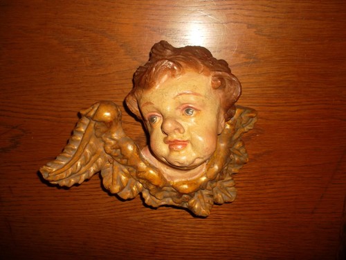 Antike holz figur engel kopf - engel,